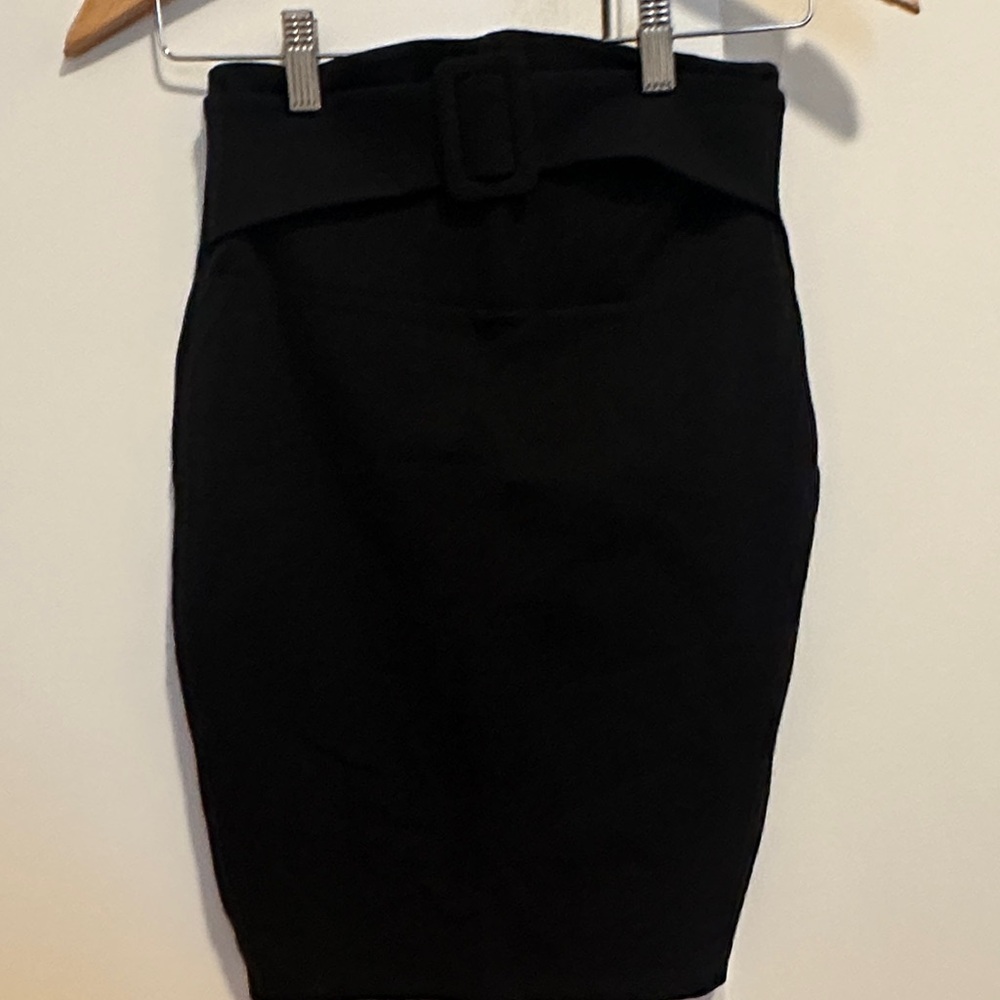 Elegant Belted Black High-Waisted Skirt